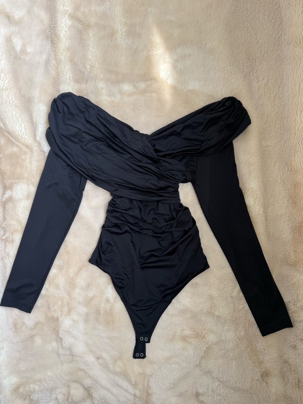 Abercrombie & Fitch Black Bodysuit - Draped One-Shoulder
